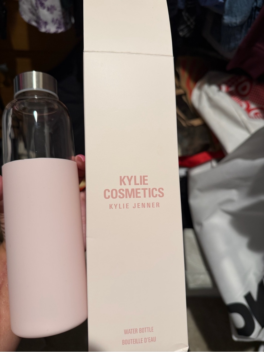 Kylie Cosmetics Pink Glass Water Bottle